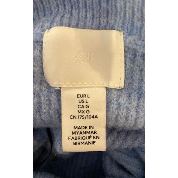 H&M Womans Sweater Dress Sz Large Baby Blue Fuzzy Soft Stretchy Stylish Comfy - Picture 4 of 8